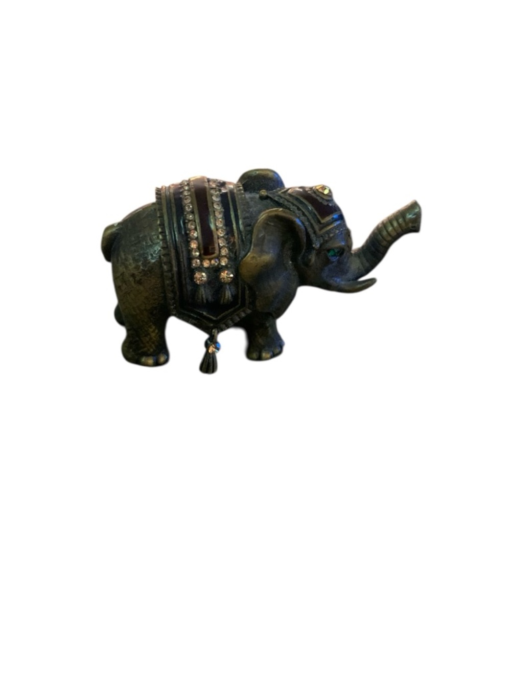 Standing Elephant‎  Jeweled Trinket Box 1” Emerald Green Eyes Magnetic Close